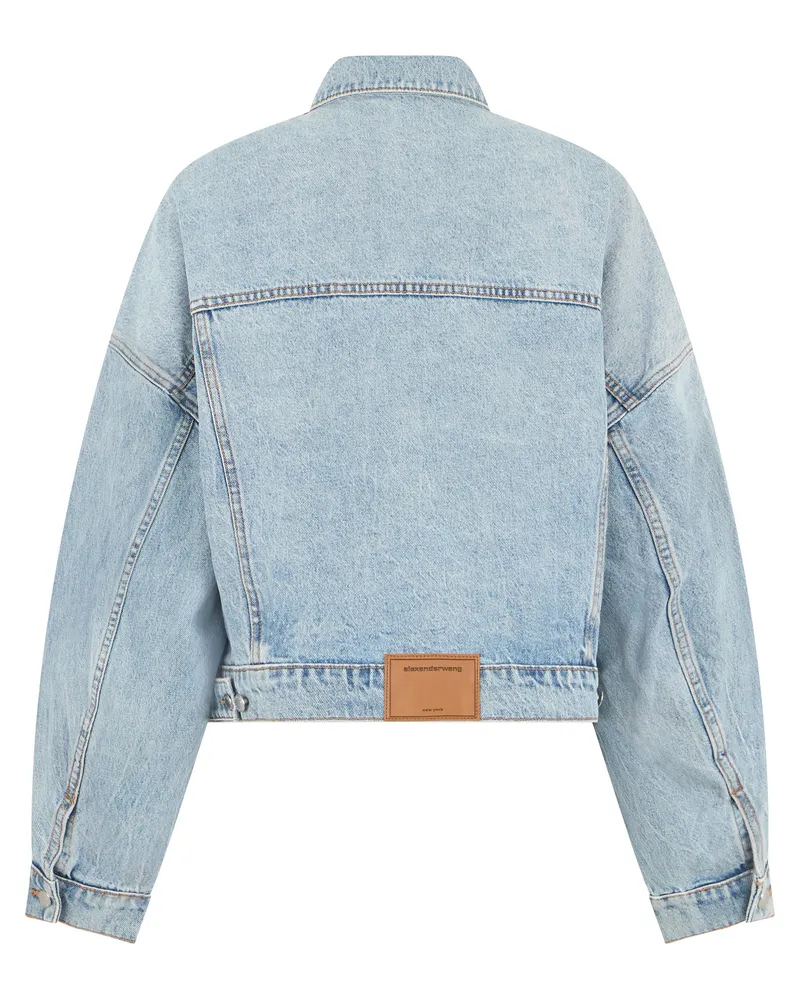 Alexander Wang Women's Denim Jacket Cropped Light Blue Cotton Blue