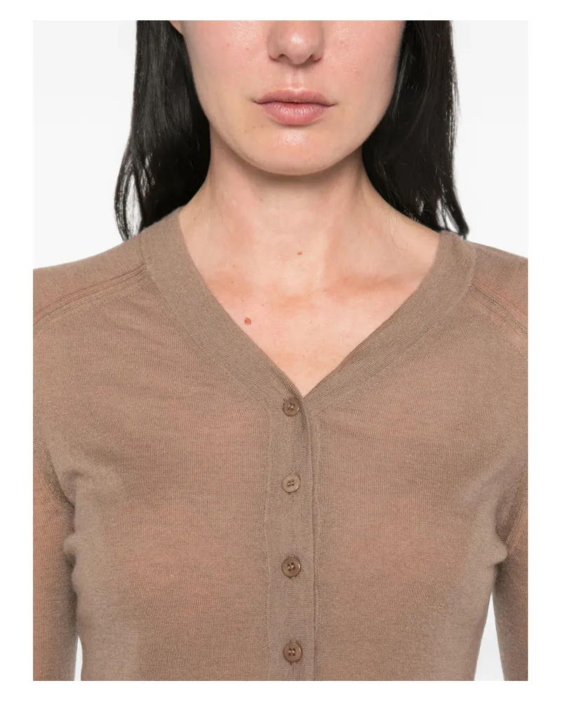 Joseph Cashmere Fine-Knit Cardigan — Beige 