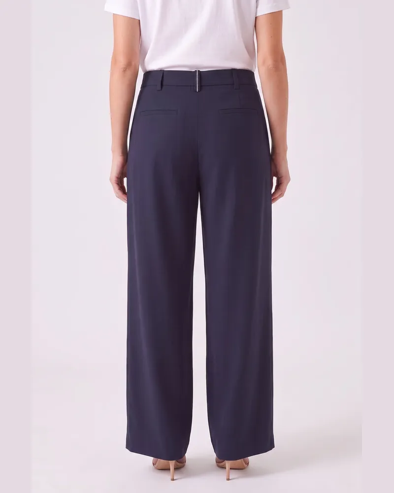 Brunello Cucinelli Wide-Leg Cotton Trousers — Navy Navy