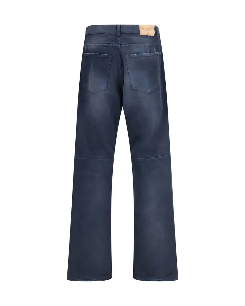 Balenciaga Men's Blue Cotton Relaxed Fit Jeans Clothing Blue
