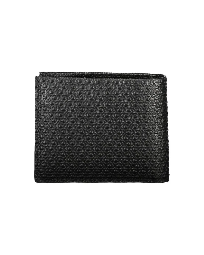 Calvin Klein Monogram Embossed Leather Wallet — Black Black