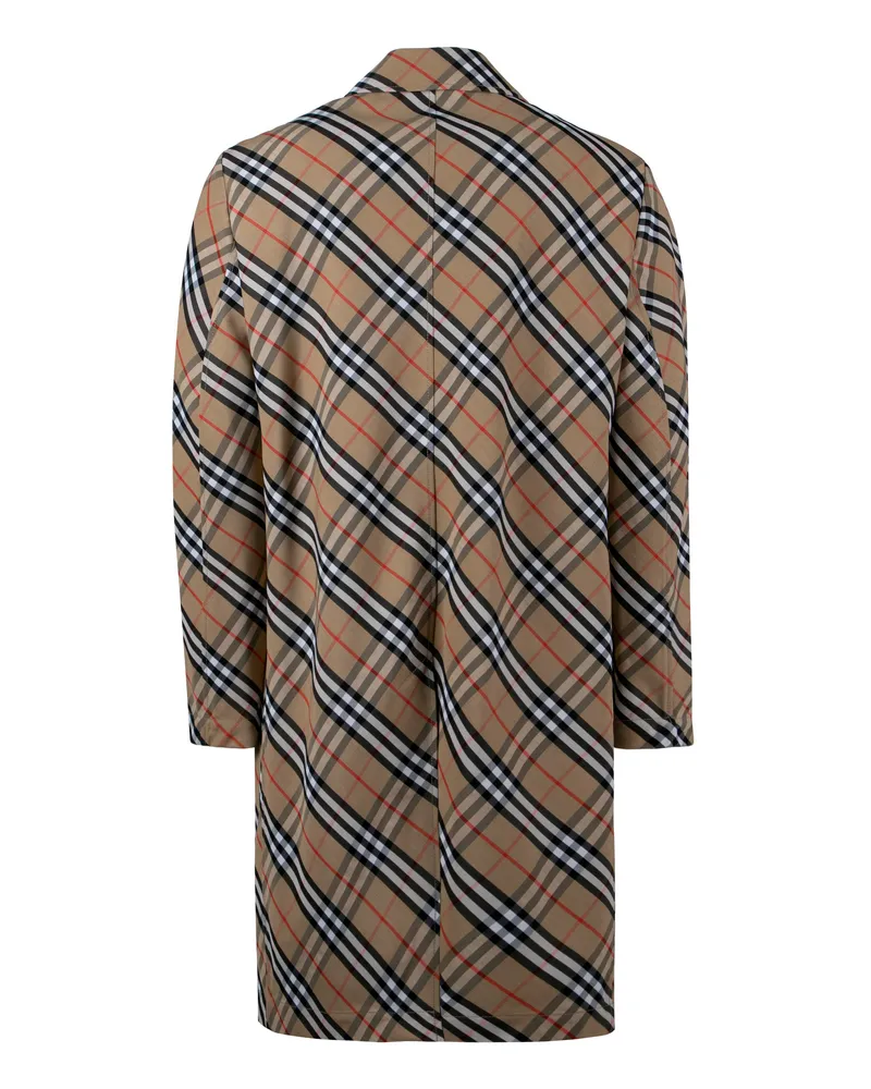 Burberry Men's Car Coat Sand Check Polyester Raincoats Beige