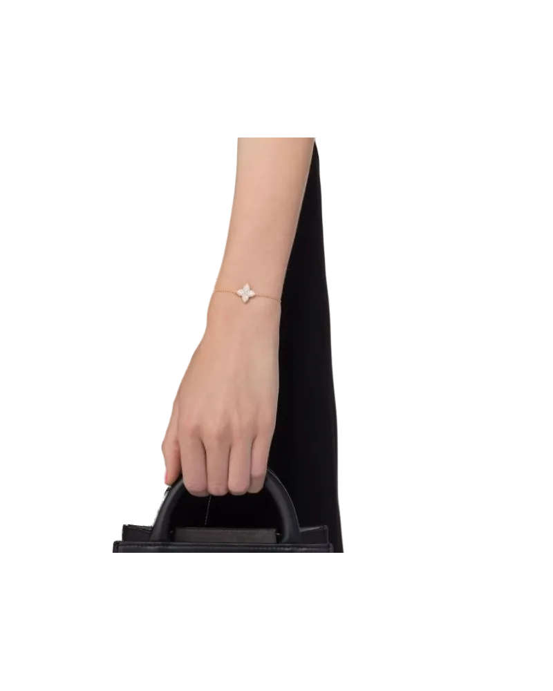 Roberto Coin Women's 18kt Rose Gold Diamond Princess Flower Bracelet Continuty Rose