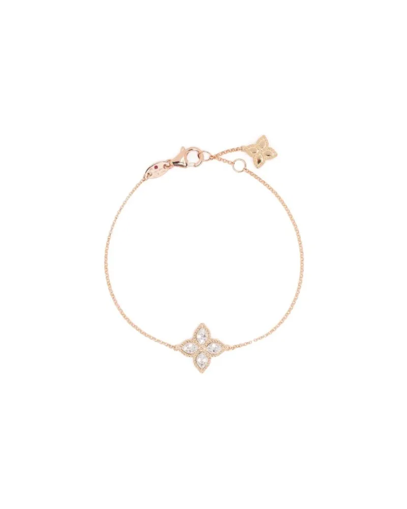 Roberto Coin Women's 18kt Rose Gold Diamond Princess Flower Bracelet Continuty Rose
