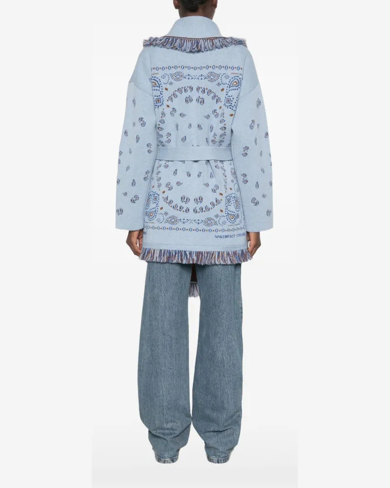 Alanui Paisley Intarsia Cashmere Cardigan — light blue Light