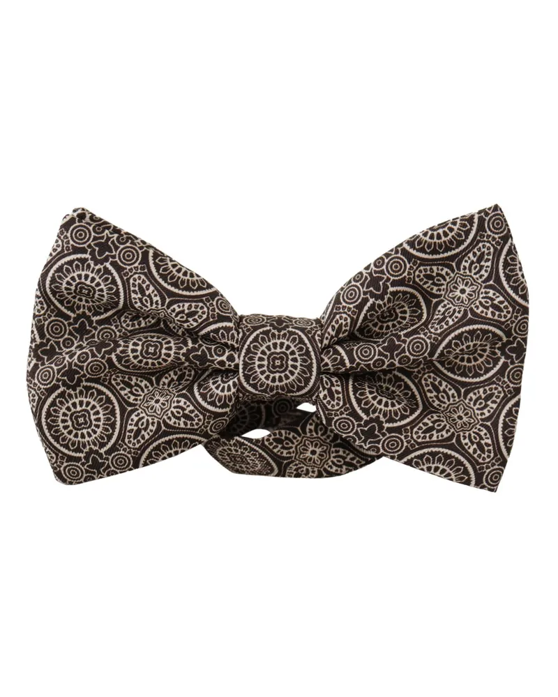 Dolce & Gabbana Men's Black White Silk Adjustable Neck Papillon Tie Black