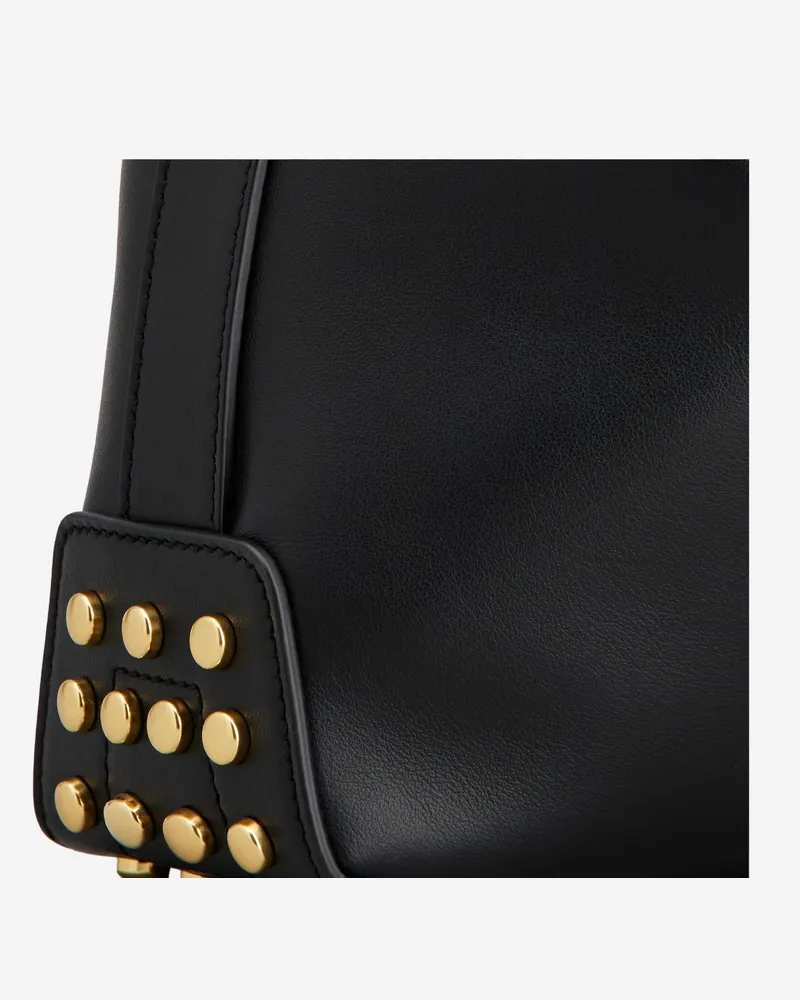 TOD'S Women's Mini Leather Bag Metal Dots Black Calfskin Shoulder Black