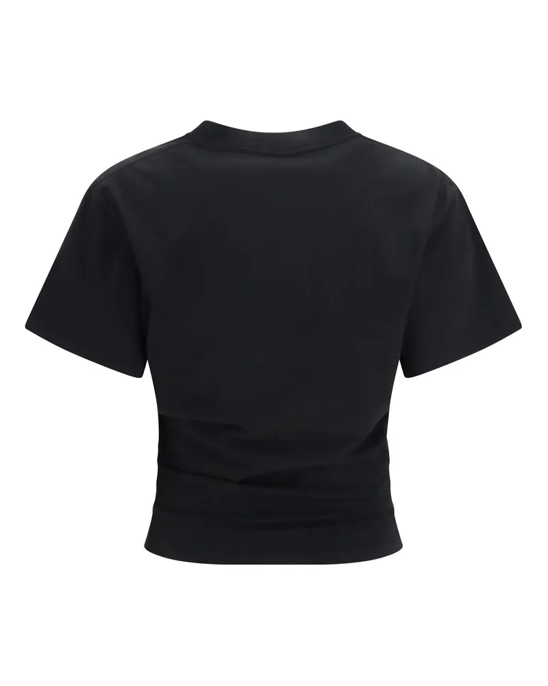 Balenciaga Women's Cropped T-Shirt Vintage Holiday Black Cotton Top Black