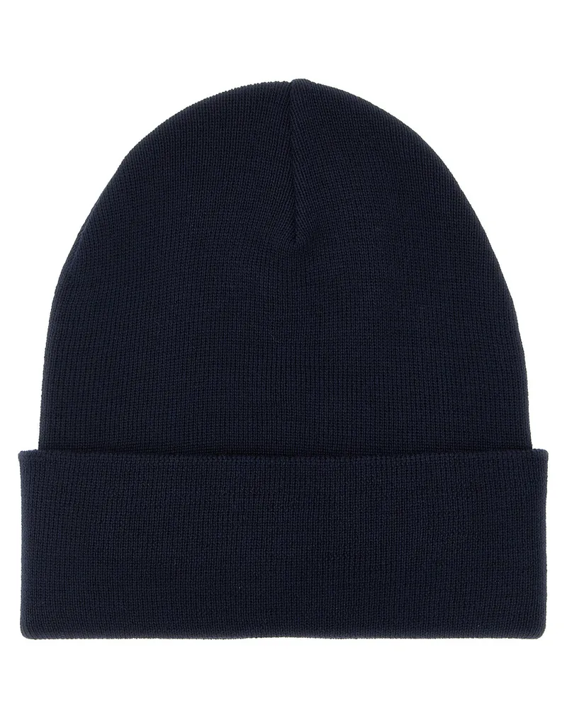 Moncler Logo-Patch Virgin Wool Beanie — Black Black