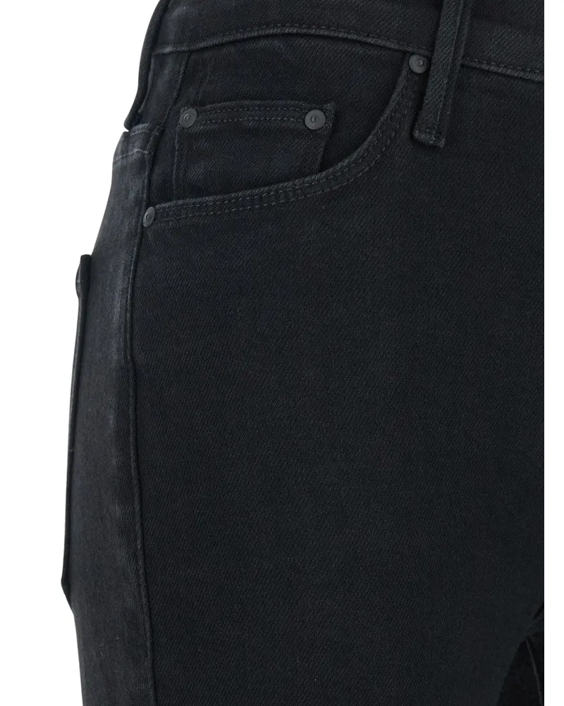Mother Women's Jeans Mid Rise Flared Black Denim Black