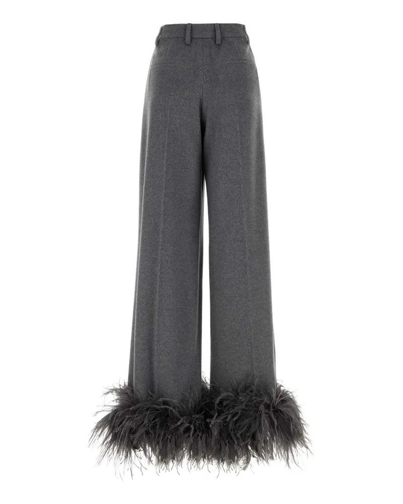 Prada Women's Grey Cashmere Wide-Leg Pant Grigio Pantaloni Gray