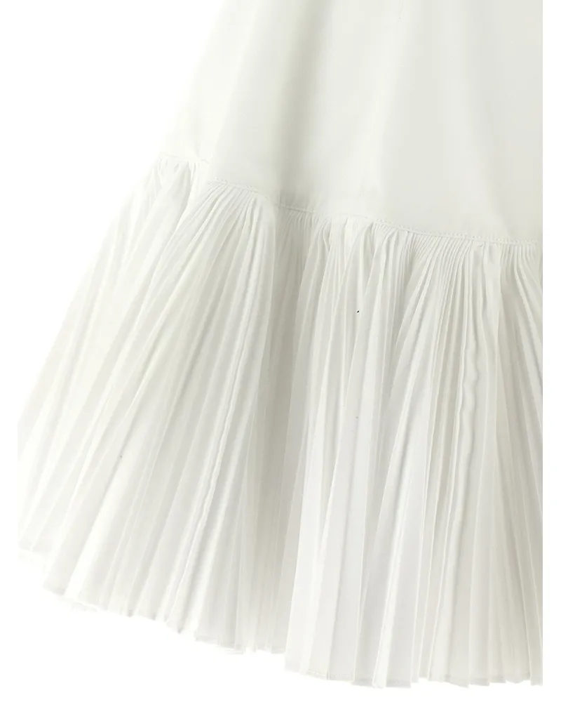 Giovanni Bedin Cotton Poplin Pleated Dress — White White