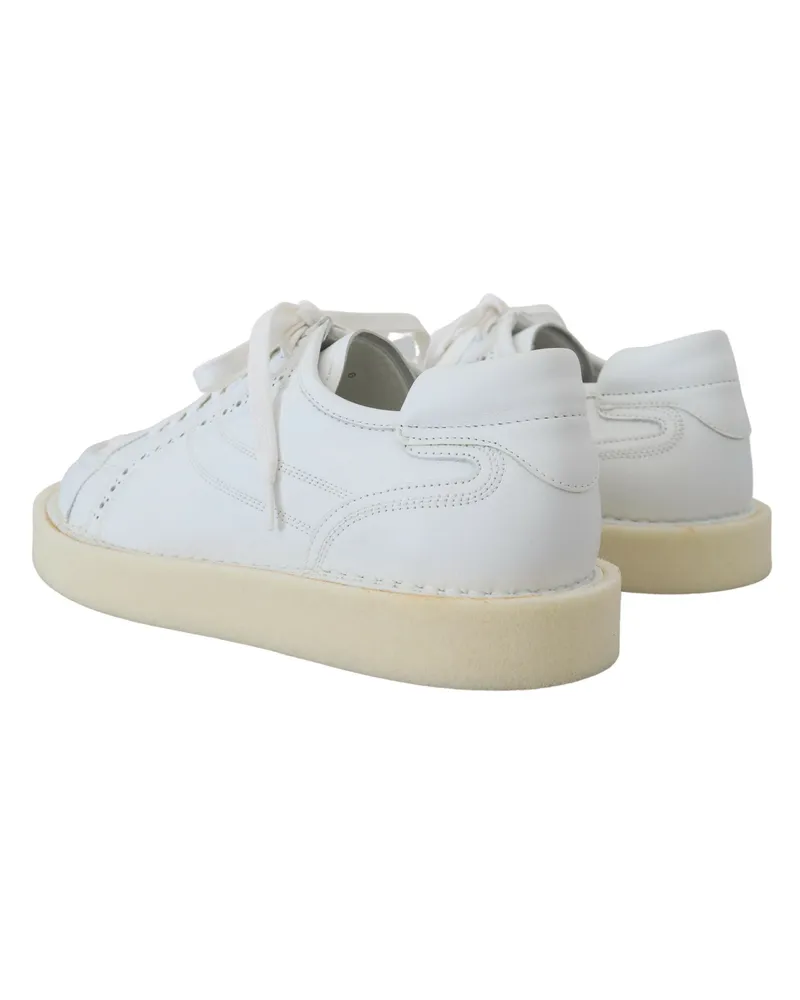 Dolce & Gabbana Men's White Leather Low Top Oxford Sneakers Casual Shoes White