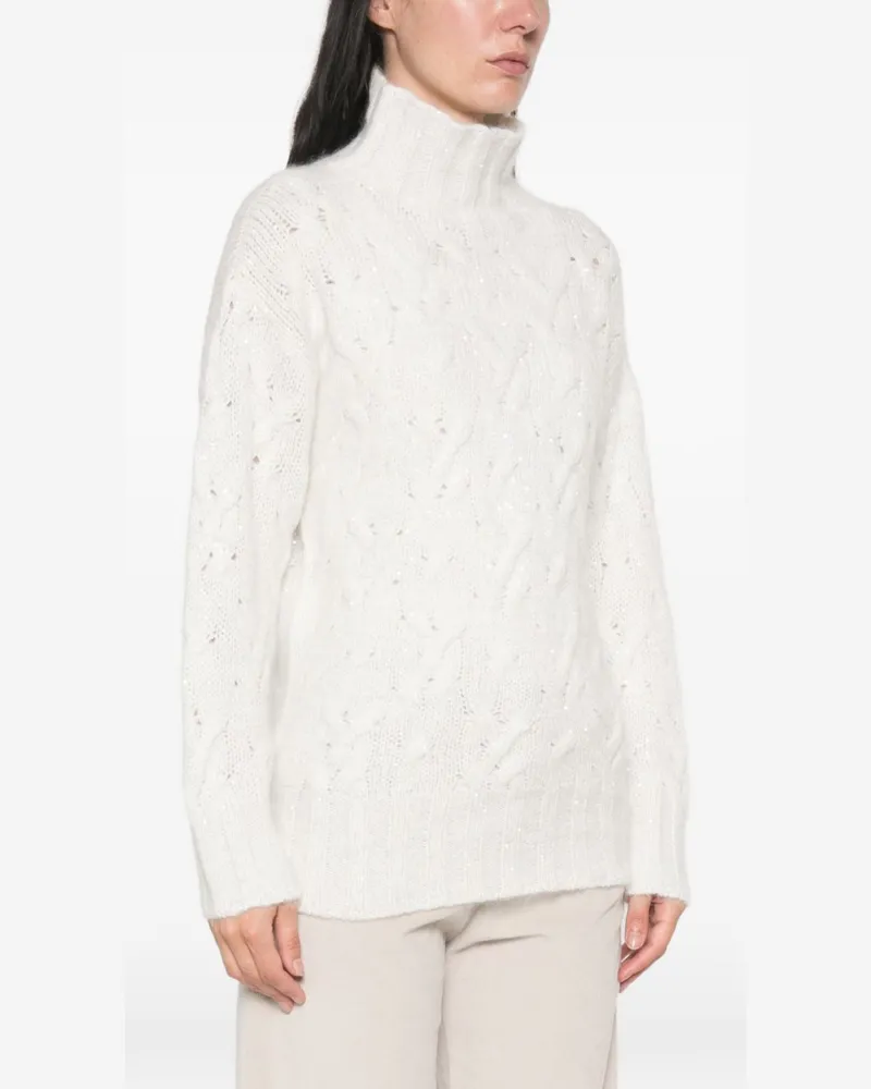 Fabiana Filippi Cable-Knit Wool Blend Sweater — Cream Cream