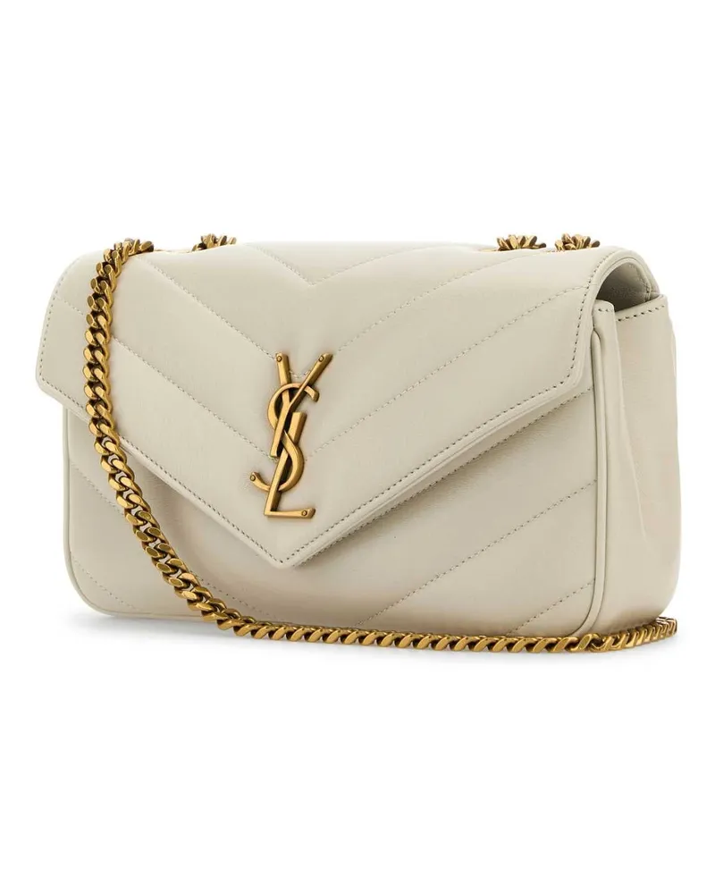 Saint Laurent Women's Ivory Leather Small Loulou Shoulder Bag Cremasoft Borse A Tracolla Beige