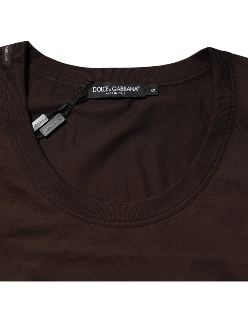 Dolce & Gabbana Brown Cotton Sleeveless Underwear Men Tank Top Brown