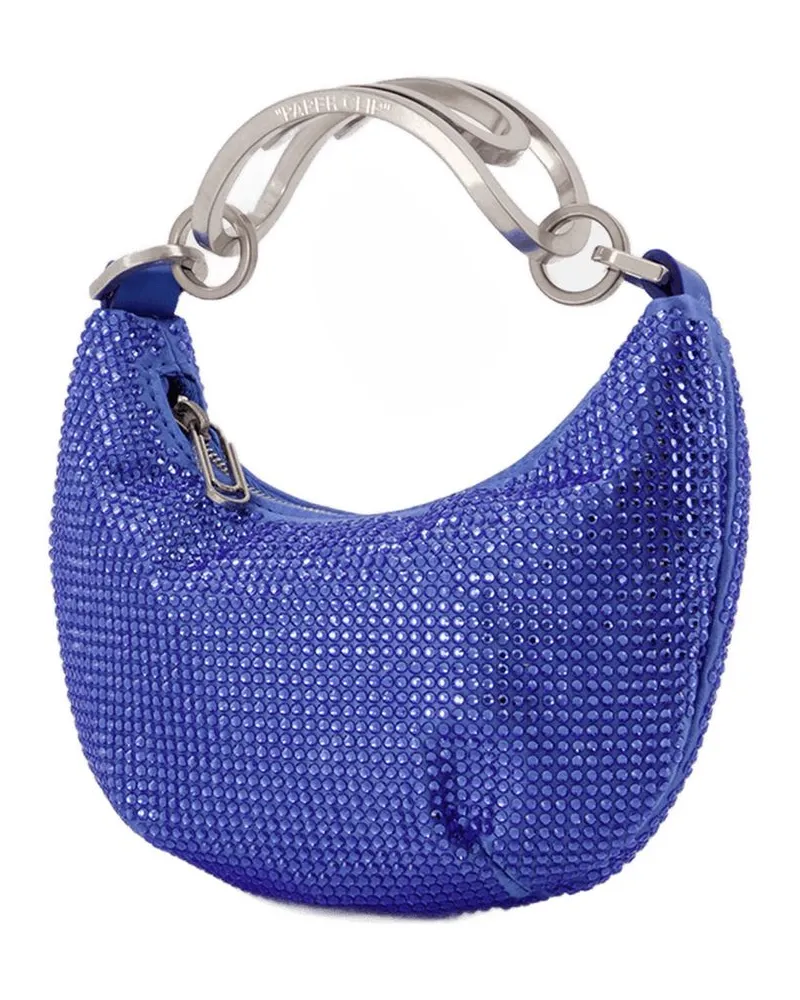 OFF-WHITE Women's Mini Binder Clip Bag Strass Blue Leather Handbags-purses Blue