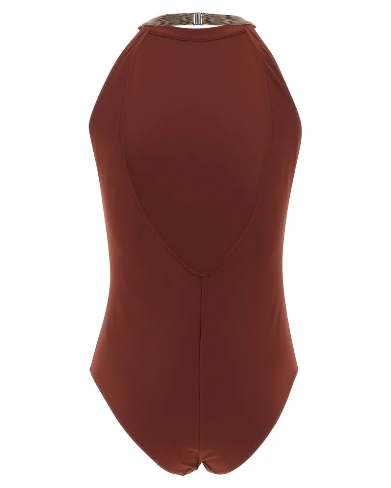 Brunello Cucinelli Women's Bordeaux Polyamide One-Piece Swimsuit Clothing Bordeaux