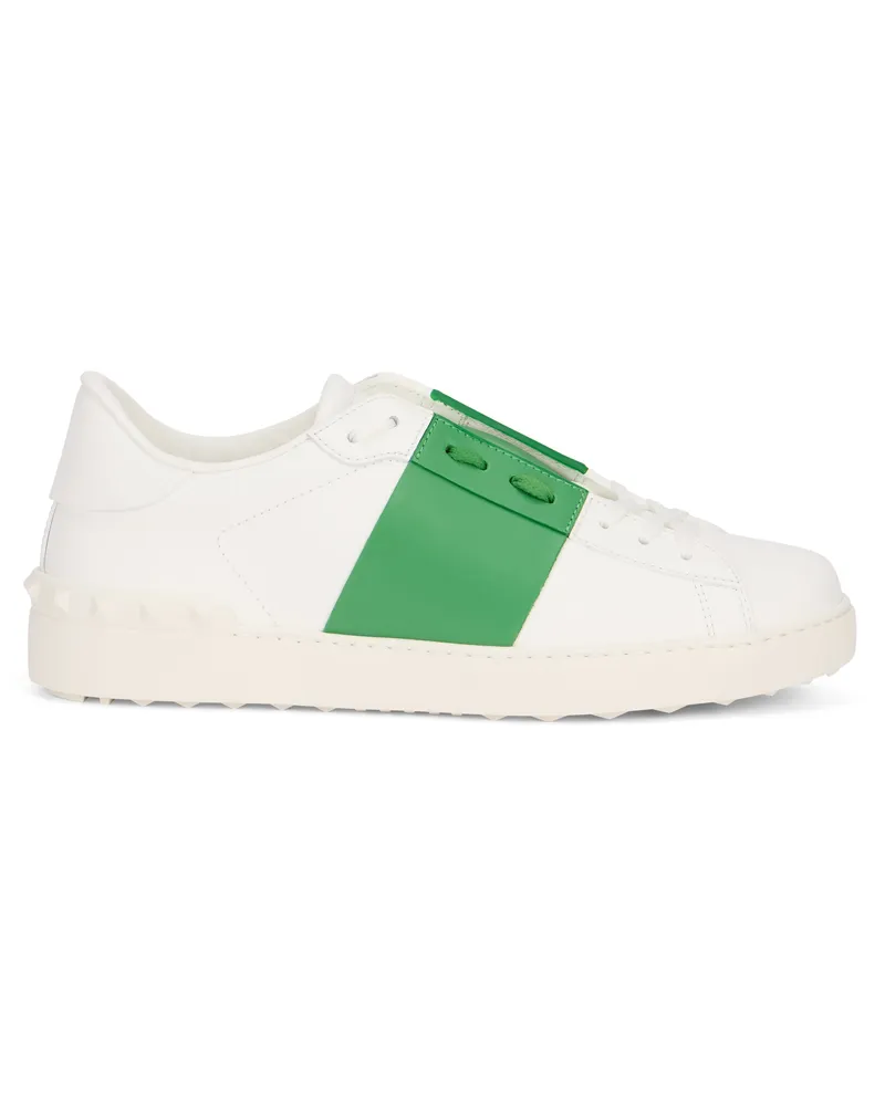 Valentino Garavani Men's Open Calfskin Shoes White-Green Briar-White Trainers White/green Briar/white Sneaker White
