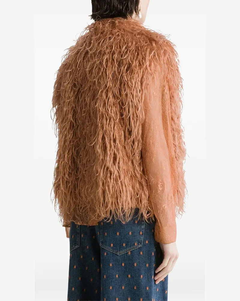 forte_forte Feathered Ecofur Vest — Brown Brown