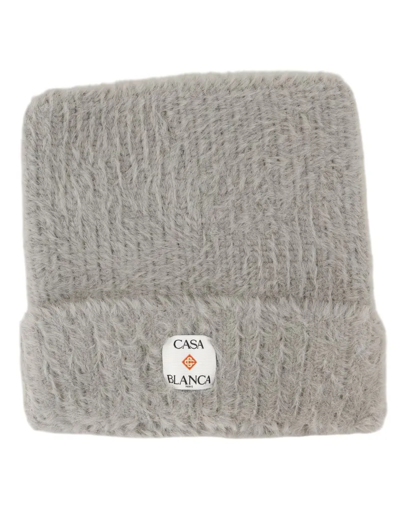 Casablanca Paris Unisex Fluffy Square Beanie -  Nylon Grey Accessories Hats Gray