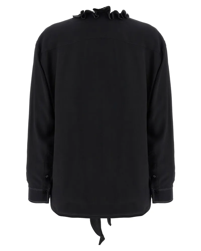 Victoria Beckham Ruffled Silk Blouse — Black Black