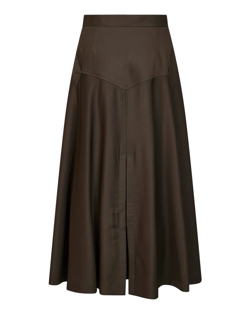 Burberry Women's Skirt Wool Twill Belted Green Green