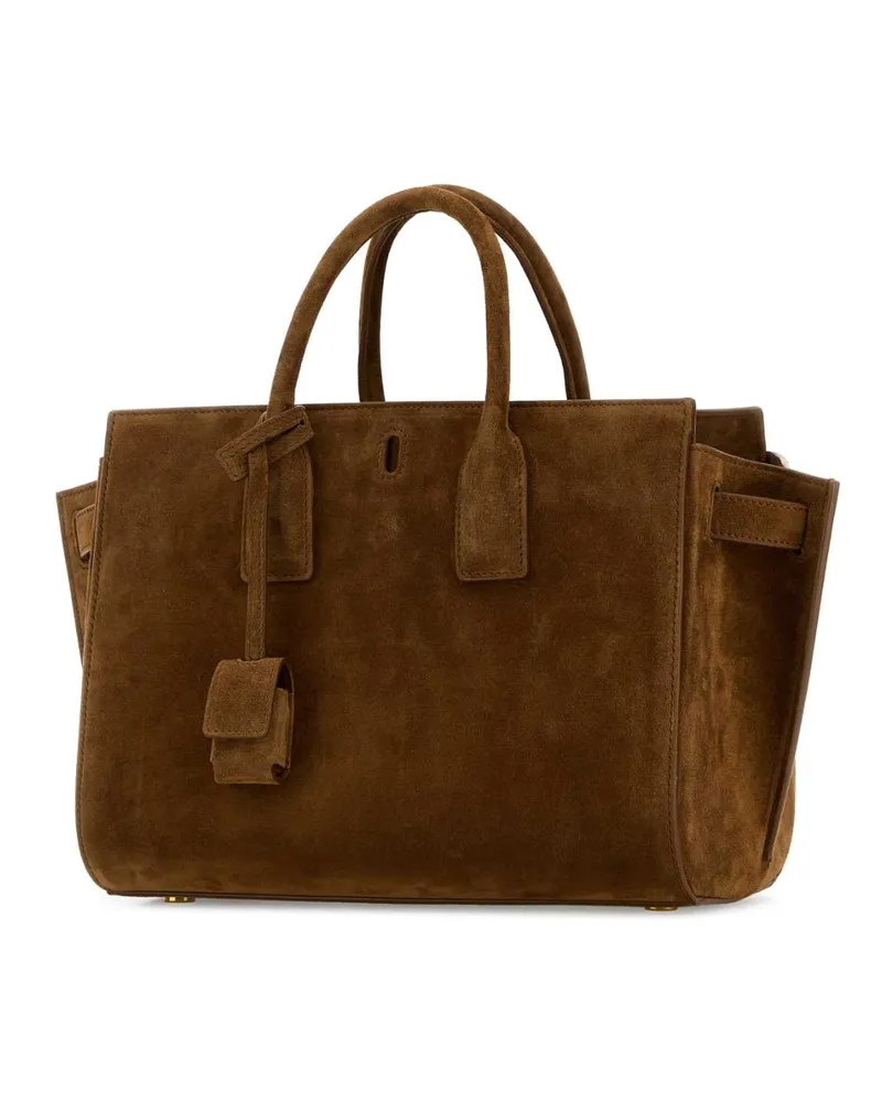 Saint Laurent Women's Brown Suede Sac De Jour Handbag Orangecaramelcogna Borse A Mano Brown