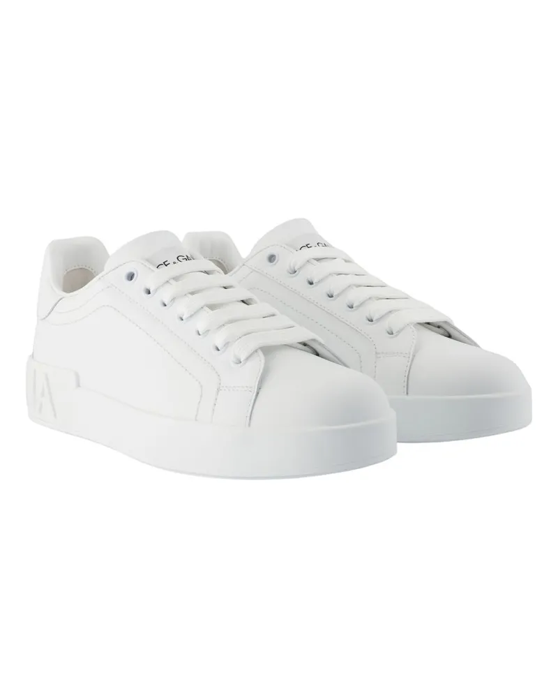 Dolce & Gabbana Women's Classica Sneakers -  Leather White Calfskin Shoes White