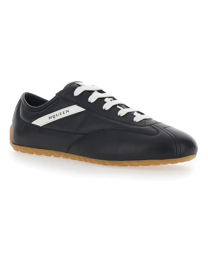 Alexander McQueen Men's Low-Top Leather Sneakers Black Trainers Black