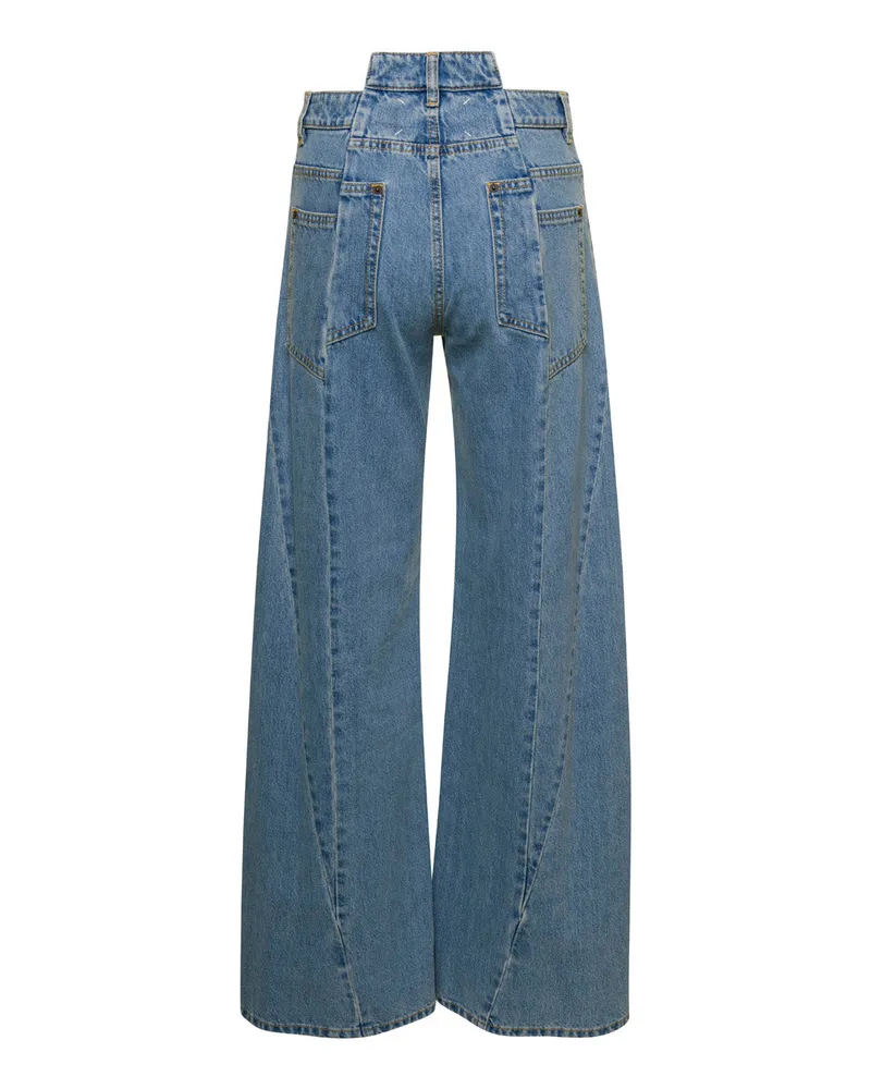 Maison Margiela Asymmetric Cut-Panel Denim Jeans — Blue Blue