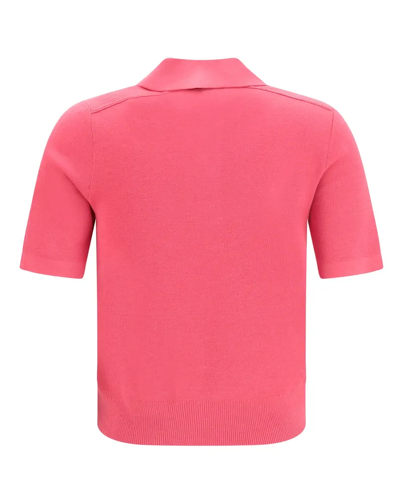 Burberry Women's Wool Polo With Check Details Mauvewood Pink Merino Ovis Aries Shirts T-shirts And Polos Pink