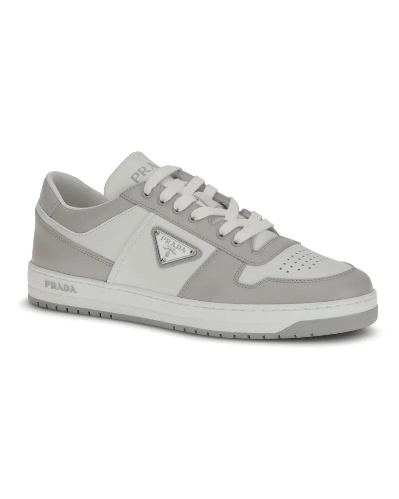 Prada Men's Sneakers Downtown White-Crystal Lace-Up Shoes White/crystal Flat White