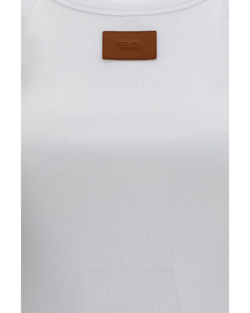 Fendi Women's Tank Top Ribbed Cotton White T-Shirts & Jerseys 