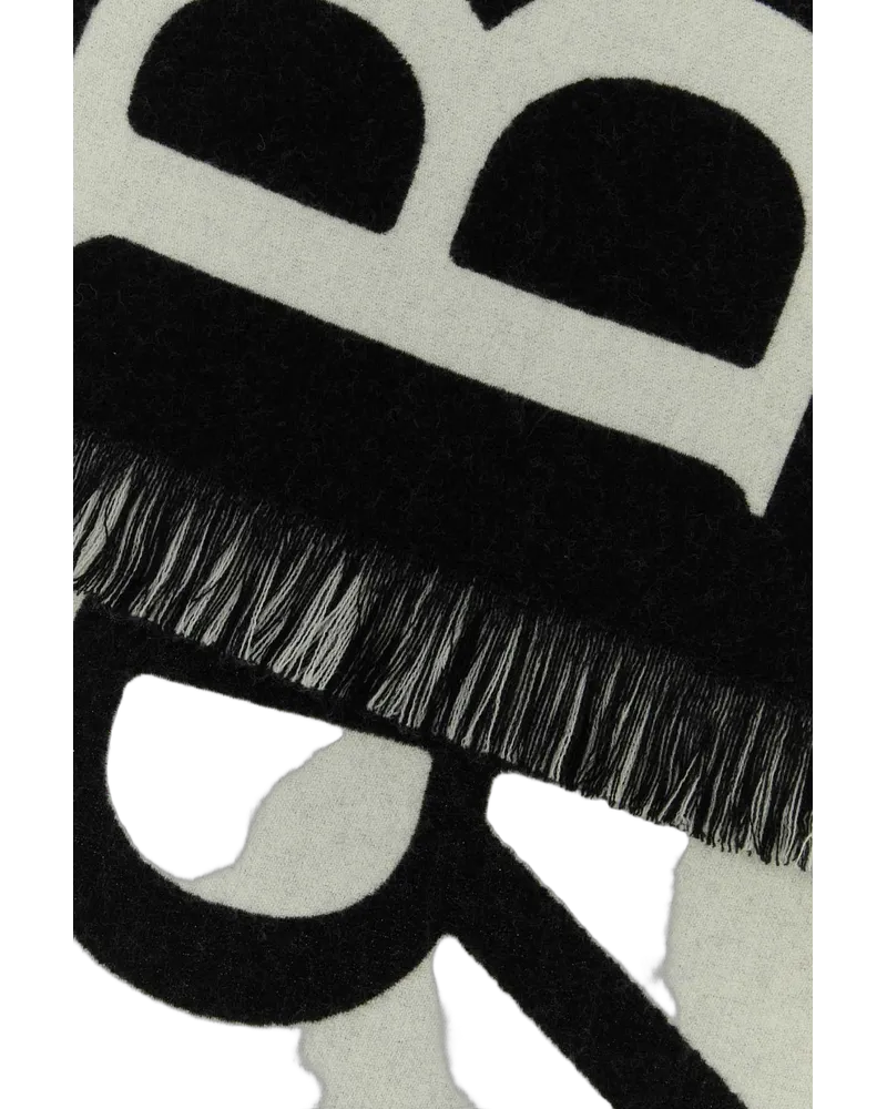 Burberry Unisex Blackcalico Exterior: Wool Sciarpe E Foulard Scarfs Black