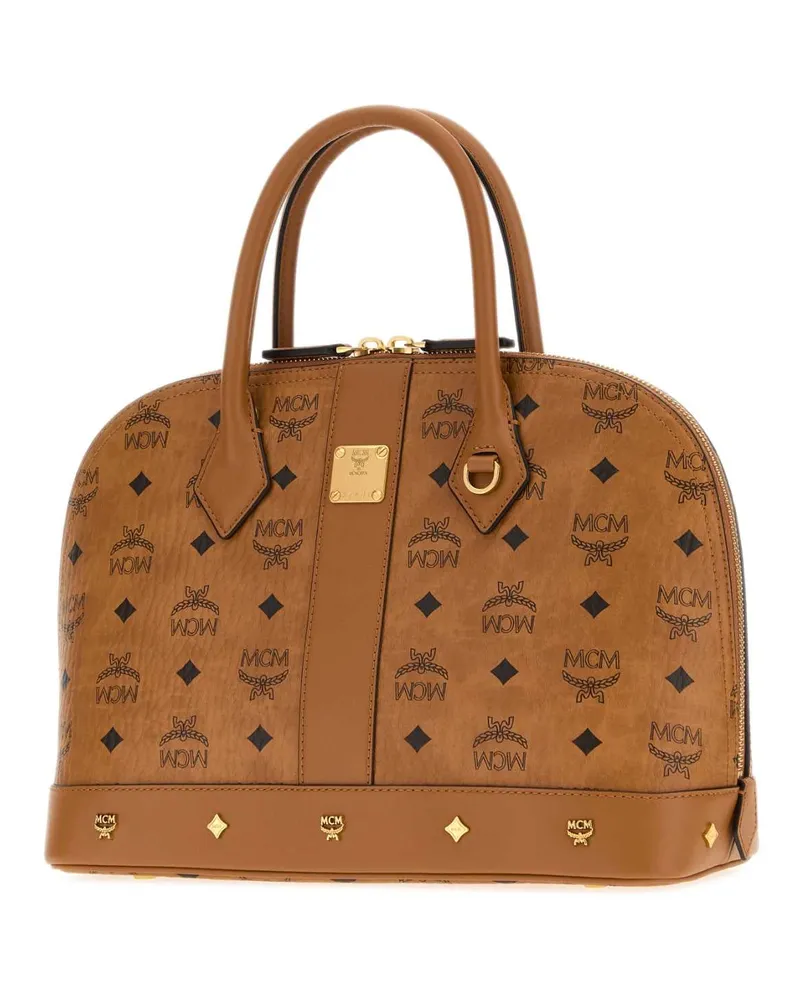 MCM Unisex Printed Canvas Aren Vi Handbag Cognac Borse A Mano Bag Cognac