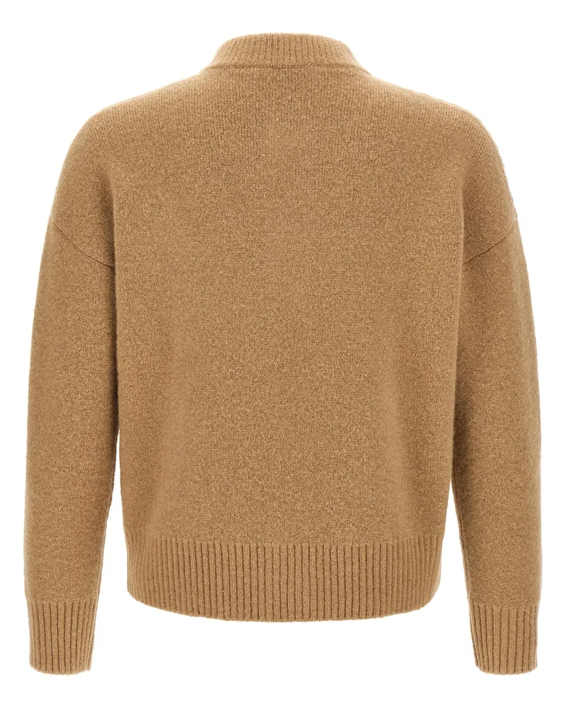 AMI Paris Alpaca-Wool Blend Cardigan — Camel Camel