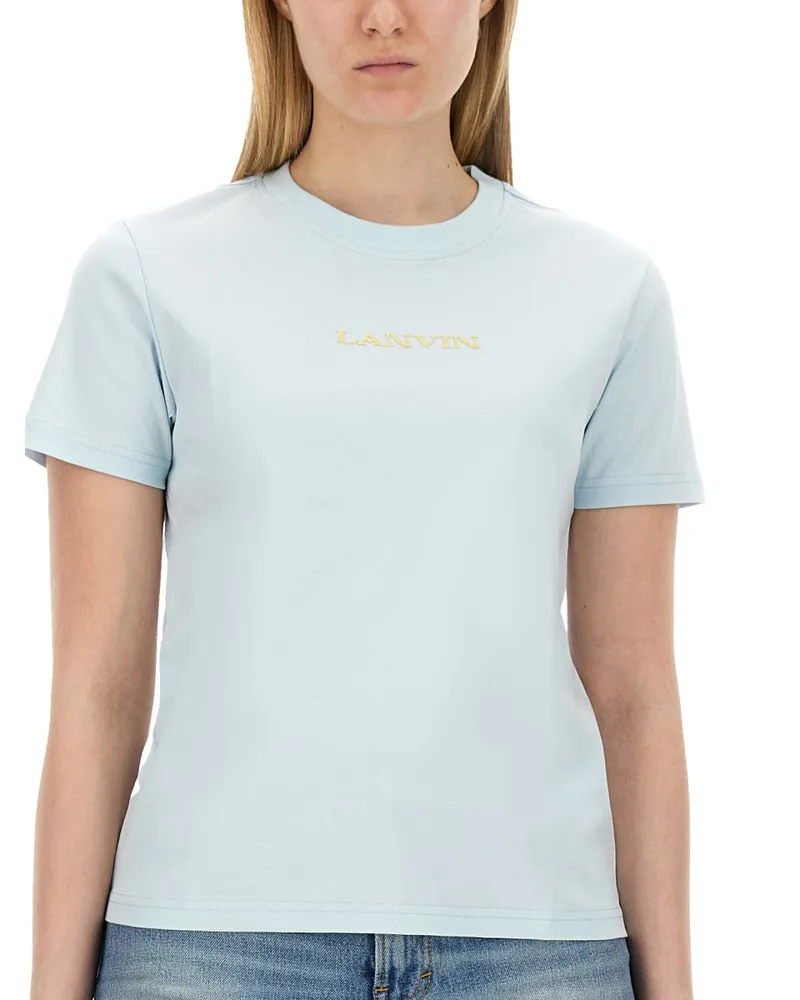 Lanvin Logo Cotton-Elastane T-Shirt — Blue Blue
