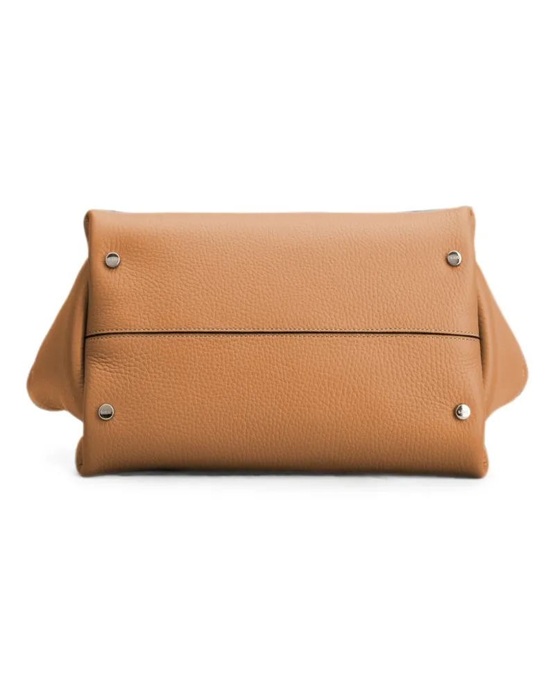 TOD'S Exposed Grain Leather Tote Bag — Tan Tan