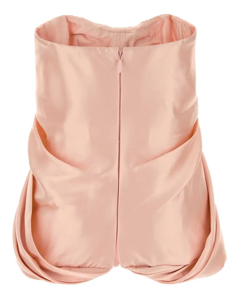 COSTARELLOS Draped Crepe Sweater — Pink Pink