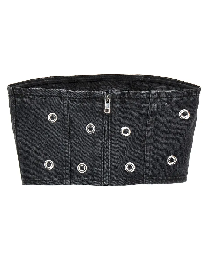 ROTATE Birger Christensen Studded Denim Blouse — Black Black
