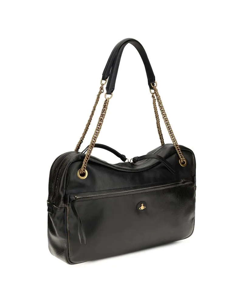 Vivienne Westwood Women's Black Calf Leather Bos Taurus Shoulder Bag Black