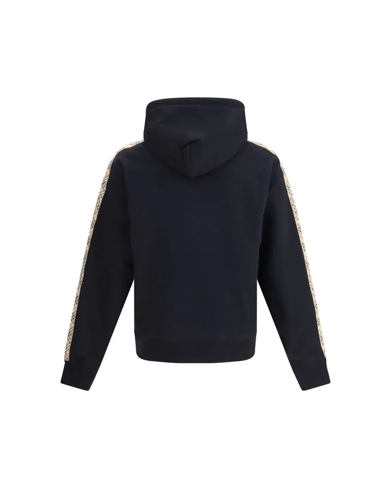 Burberry Men Check Trim Hoodie Black Clothing Black