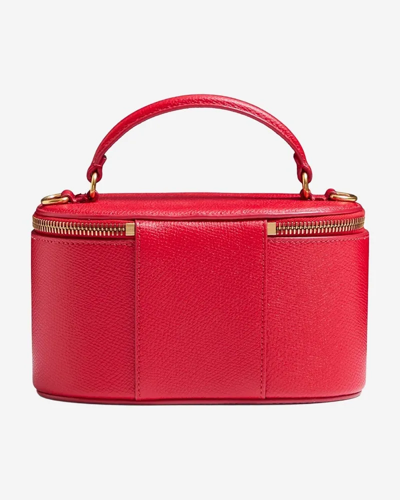 Valentino Garavani Women's Mini Vanity Bag Vlogo Granato Calf Leather Red Shoulder Red