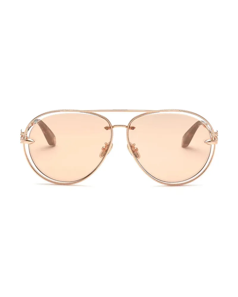 Roberto Cavalli Sunglasses Aviator Full Rim, Shiny Copper Gold Frame And Orange Lens Src032m8fcg Gold