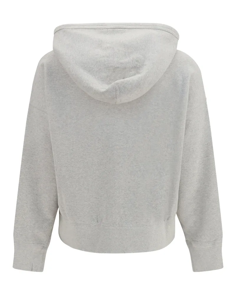 Prada Women Cotton Fleece Hoodie With Jewel Brooch Marmo Sweatshirts Sweater Gray