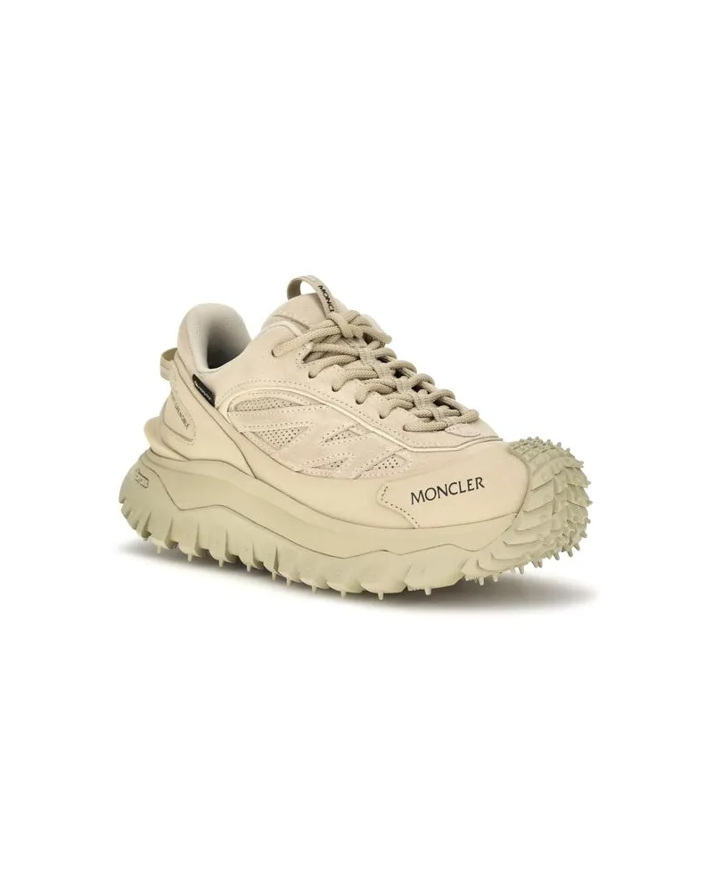 Moncler Women's Beige Calf Leather Bos Taurus Athletic Sneakers 