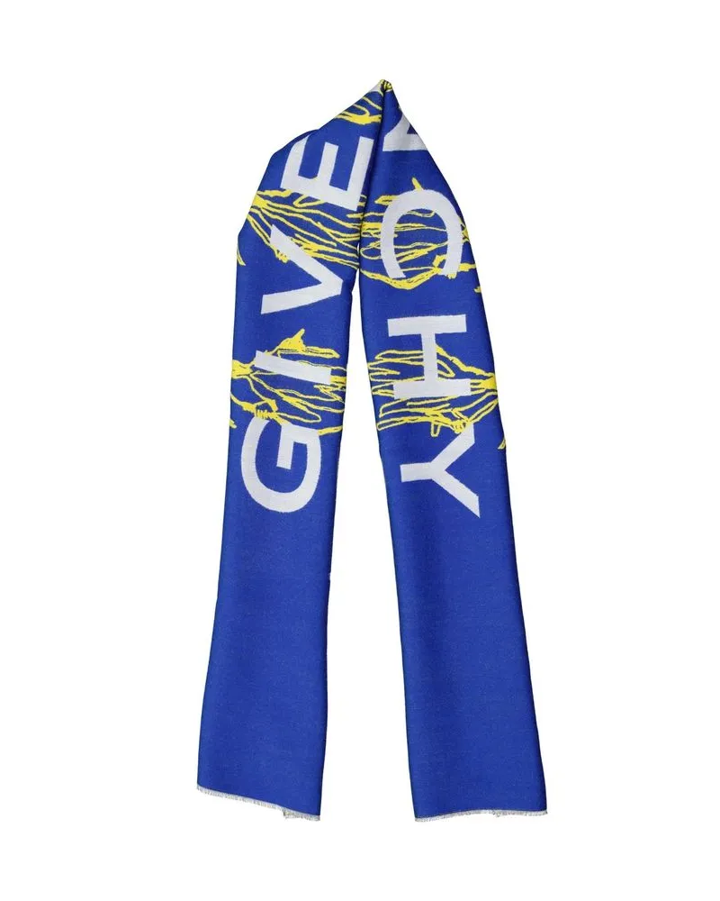 Givenchy Men's Blue Silk Scarf Blue