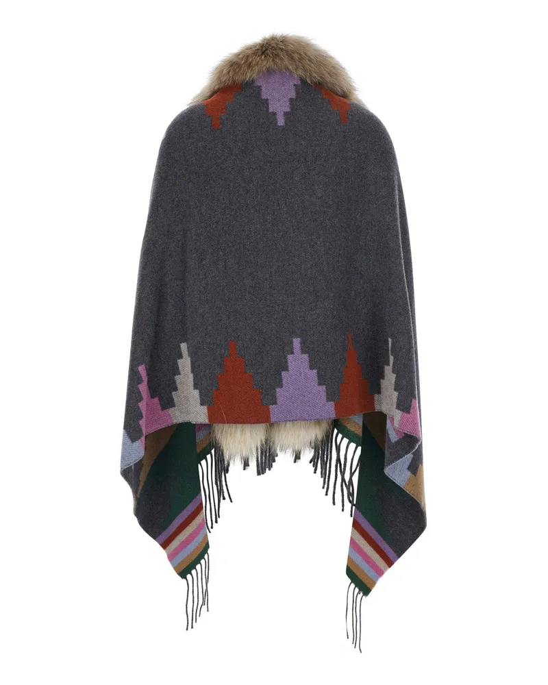 Bazar Deluxe Women's Shawl Navajo Grey Eco-Fur Coat Gray