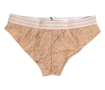 Women's Beige Lace Brasiliano Briefs Logo Waistband Underwear Polyamide Clothing